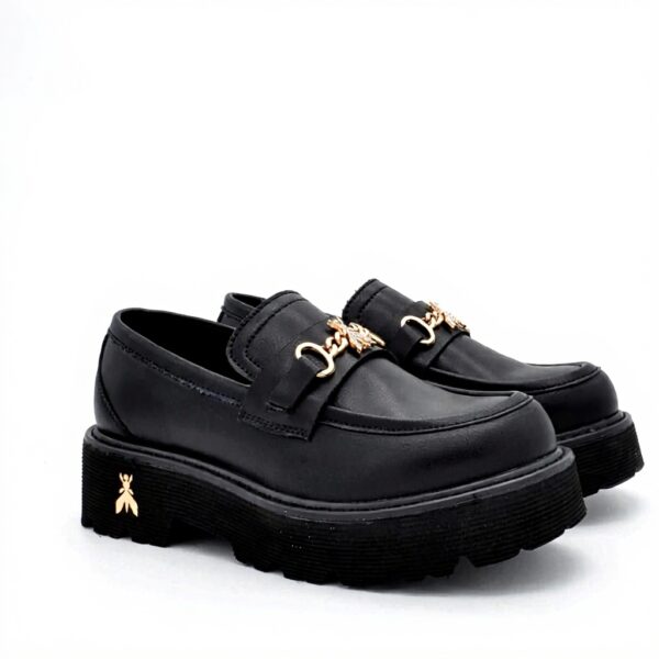 Mocassini Patrizia Pepe neri carrarmato gioiello donna