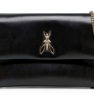 Fly Clutch Donna Pelle Vitello Tracolla Metallo Dorato-0