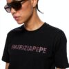 T-shirt Patrizia Pepe Donna Nero Bianco Vestibilità Dritta-3