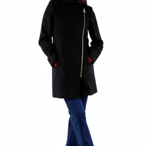 Cappotto Donna Patrizia Pepe Lana Collo Alto Zip Asimmetrica-0