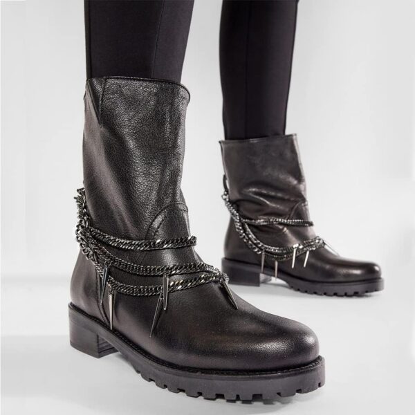 Scarpe in Pelle Nero Tacco Piatto Donna 38.5 EU-5