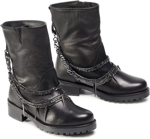 Scarpe in Pelle Nero Tacco Piatto Donna 38.5 EU-2