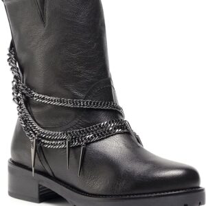 Scarpe in Pelle Nero Tacco Piatto Donna 38.5 EU-0