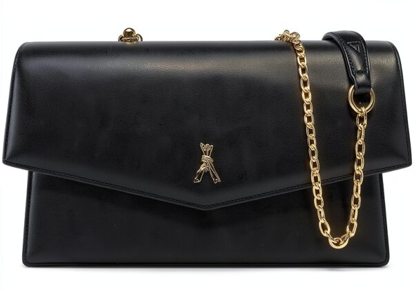 Borsa a tracolla Patrizia Pepe pelle vitello nero tracollina