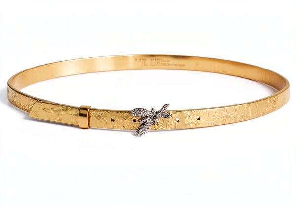 Cintura Patrizia Pepe pelle effetto craquele oro made in