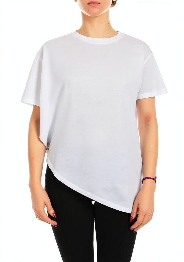 Patrizia Pepe T-Shirt Asimmetrica Donna Nero Cotone