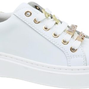 Patrizia Pepe Sneaker ragazze pelle vitello bianco platino-0