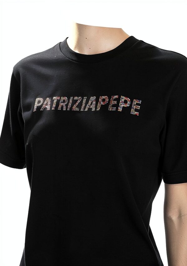 T-shirt Patrizia Pepe Donna Nero Bianco Vestibilità Dritta-4