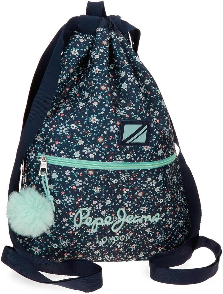 Zaino Casual Pepe Jeans in uso con chiusura increspata e pompon decorativo