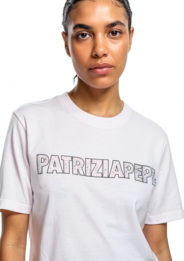 T-shirt Patrizia Pepe Donna Classica Moderna Nero Bianco-3