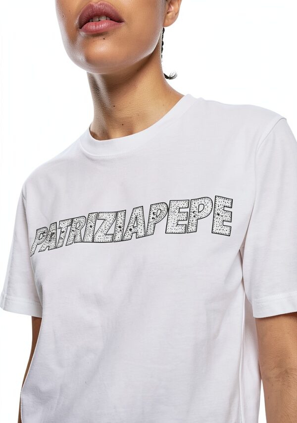 T-shirt Patrizia Pepe Donna Classica Moderna Nero Bianco-4
