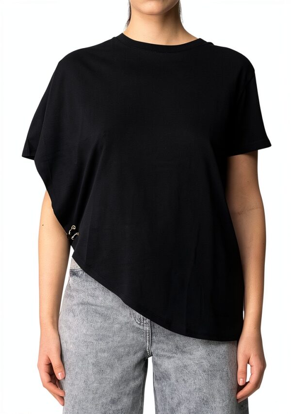 Patrizia Pepe T-Shirt Asimmetrica Donna Nero Cotone