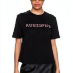 T-shirt Patrizia Pepe Donna Nero Bianco Vestibilità Dritta-0