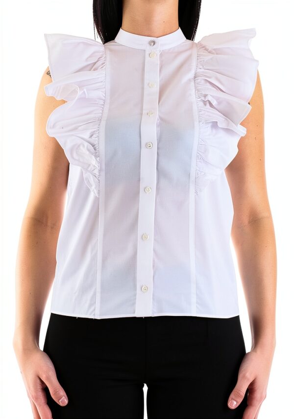 Camicia Patrizia Pepe Bianco Ottico Cotone Manica Corta