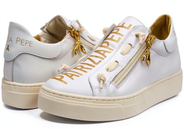 Scarpe bambine Patrizia Pepe pelle traspirante oro bianco-6