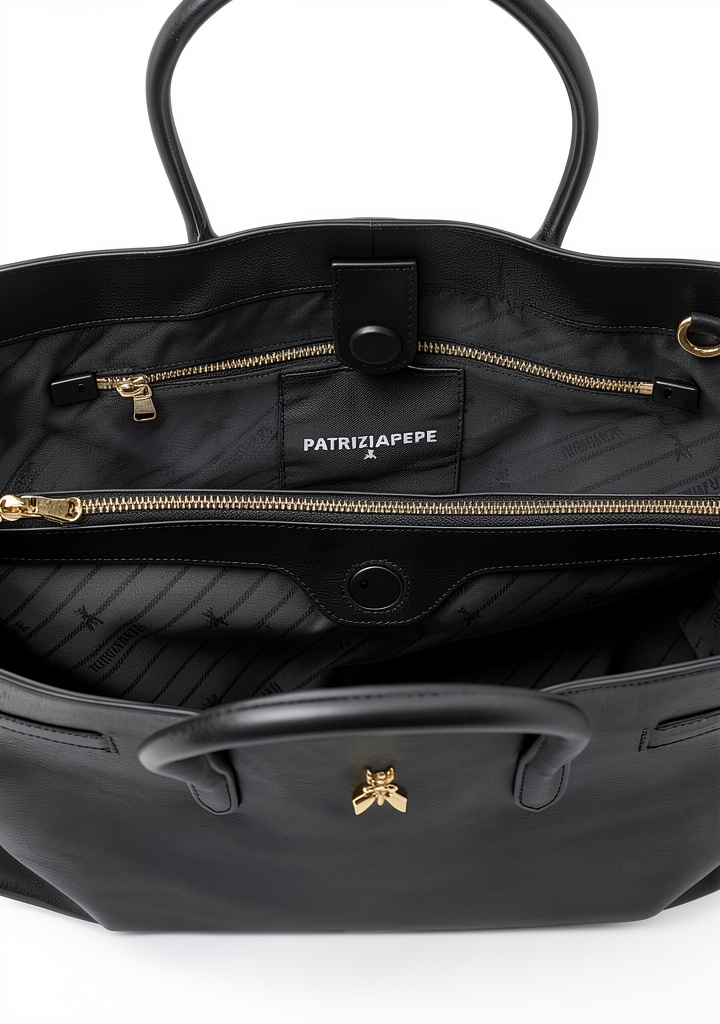 Borsa a mano Patrizia Pepe in primo piano su sfondo neutro