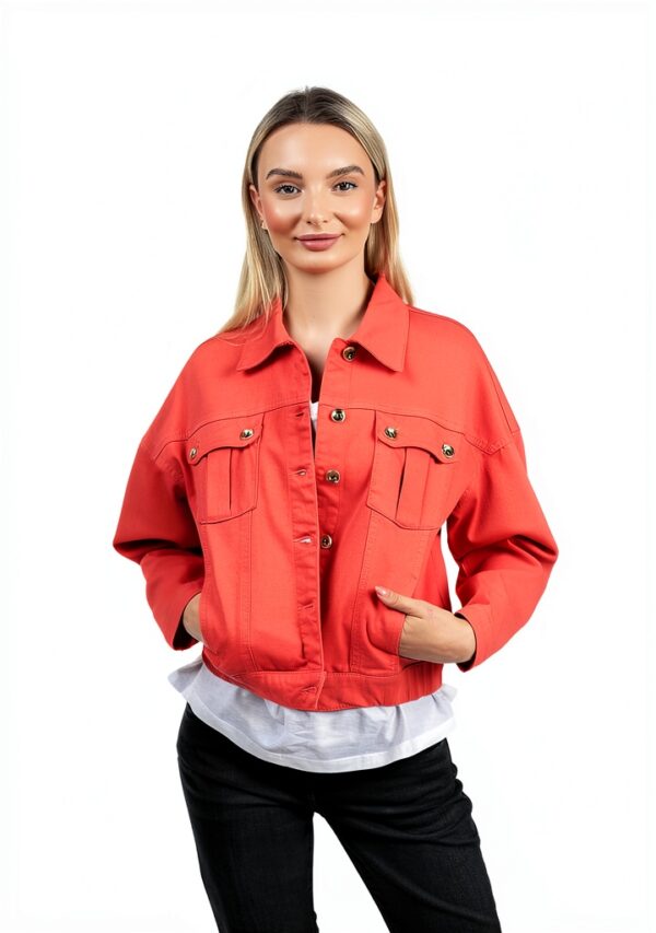 Giacca blouson italiano con manica lunga e stile scollo-1