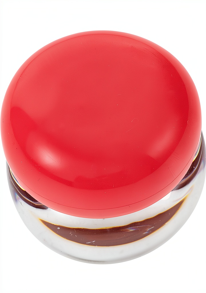 Fard stick rosso scuro applicato su guancia di una modella in luce naturale