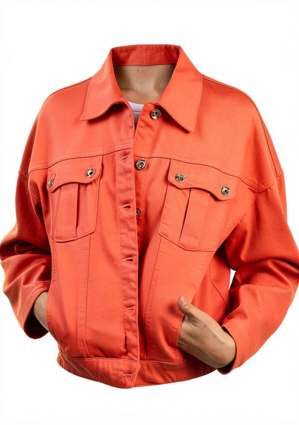 Giacca blouson italiano con manica lunga e stile scollo-3