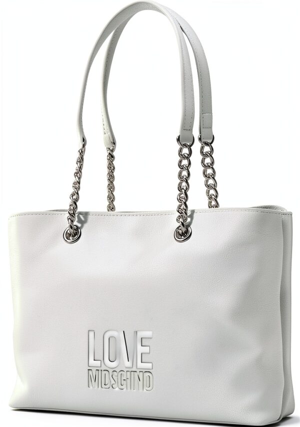 Borsa PU Love Moschino Bianca 40x12x24 cm elegante a spalla-1