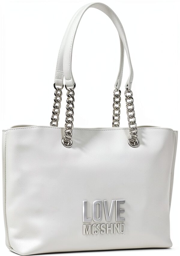 Borsa PU Love Moschino Bianca 40x12x24 cm elegante a spalla-2