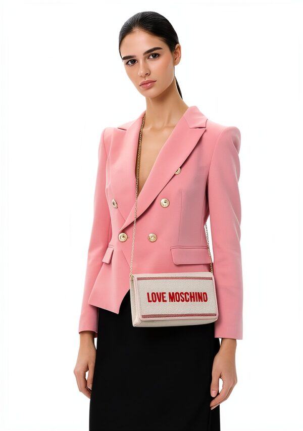 Borsa Canvas Naturale Love Moschino Borsa a spalla in PU cipria-1