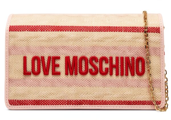 Borsa Canvas Naturale Love Moschino Borsa a spalla in PU cipria-0