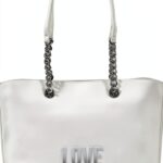 Borsa PU Love Moschino Bianca 40x12x24 cm elegante a spalla-0