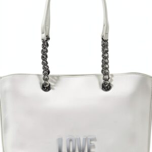 Borsa PU Love Moschino Bianca 40x12x24 cm elegante a spalla-0