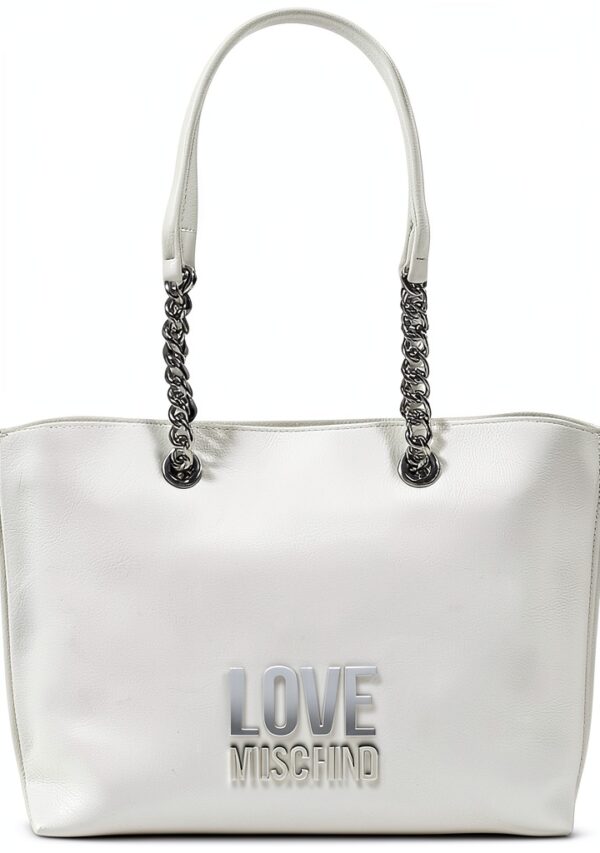 Borsa PU Love Moschino Bianca 40x12x24 cm elegante a spalla-0