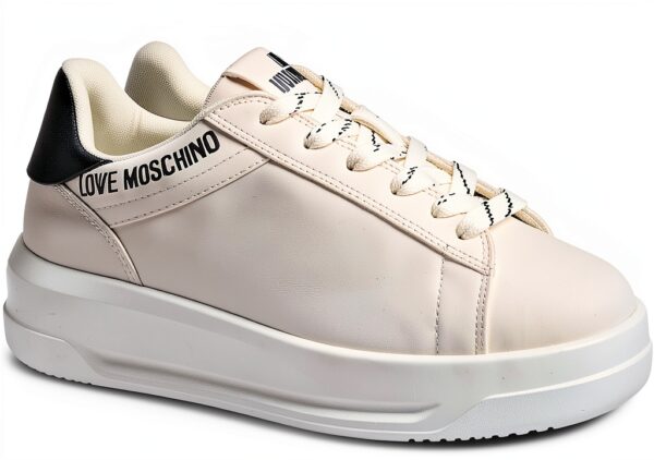 Sneaker donna Love Moschino pelle bianco nero modello D26MO02-0