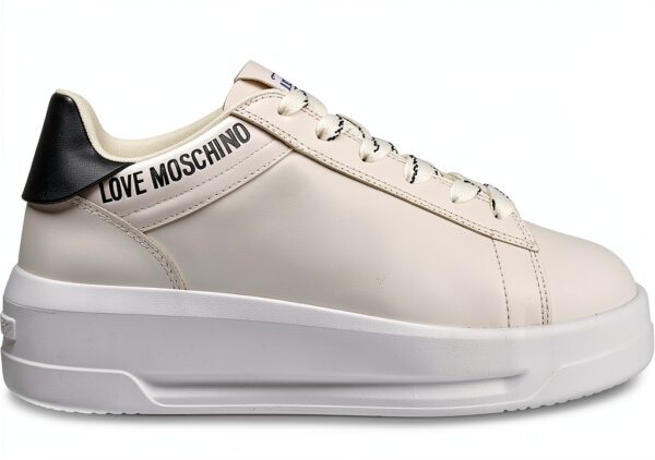 Sneaker donna Love Moschino pelle bianco nero modello D26MO02-1
